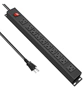 JUNNUJ 10 Outlet Heavy Duty Power Strip, 2700J Surge Protector Metal with Switch 15A, Wall Mount ...