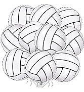 10 Pack 18 Inch Volleyball Foil Balloons Helium Metallic Mylar Balloons for Birthday Party Sports...