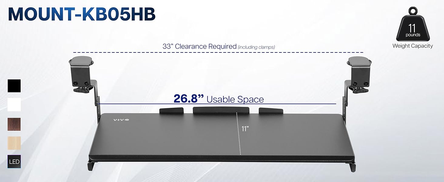 Clamp-on Height Adjustable Keyboard Tray