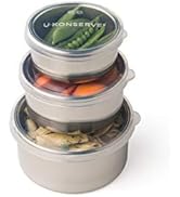 U Konserve Stainless Steel Nesting Trio Food Containers with Silicone Lids, Leak Proof & Dishwash...