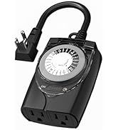 HBN Outlet Timer, 24 Hour Mechanical Outdoor Timer for Lights, Plug in Timer Waterproof, 2 Ground...