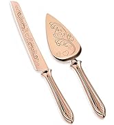 KSENDALO Rose Gold Cake Knife and Server Set, Elegant Cake Cutting Set for Weddings, Premium Cake...