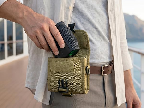 compact 12x25 binoculars with carry pouch for travel and sightseeing