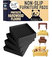 CasterMaster Anti Slip Furniture Pads & Caster Cups - 2" x 2" Black (Pack of 4) - Couch Leg Floor...