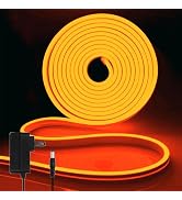 iNextStation Orange Led Strip Lights, 16.4Ft/5m Neon Led Light Strip with Power Adapter, 12V Wate...