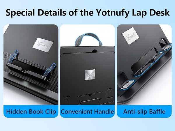 Adjustable Lap Desk, 8 Angles Ergonomic, Soft Cushion, Anti-Slip Baffle Laptop Lap Desk