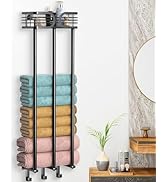 ENONCI Towel Racks for Bathroom, Towel Holder for Bathroom Wall Mounted with Shelf and 3 Hooks, B...