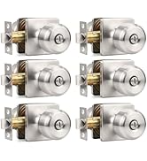 Brotima Brushed Nickel Door Knob Squre Plate Door Handle with Privacy Locking for Home Improvemen...
