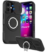 iPhone 17 Case with Camera Cover & Ring Holder, 6.3" Rugged Shockproof Military-Grade Case for 17...