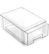 BINO Stackable Storage Drawer, THE CRATE COLLECTION, Clear Storage Bins with Drawers for Pantry S...