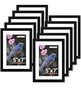 FIXSMITH 5x7 Picture Frame Set of 10, Photo Frame Bulk with HD Plexiglass, Display Pictures 4x6 w...