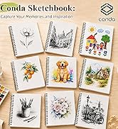 Conda 8.5"x11" Hardbound Sketch Book, 80-Sheets 90gsm Double-Sided Hardcover Sketchbook, Spiral S...