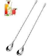 Goldelith Bar Spoon Set, 10 Inch Stainless Steel Cocktail Mixing Spoon with Teardrop End, Long Ha...