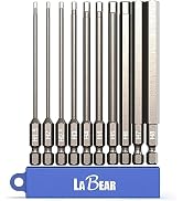 LABEAR 10-Piece 4-Inch Metric Allen Wrench Drill Bit Set, H1.5-H8 | S2 steel body, 100mm long rea...