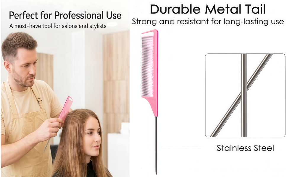 Rat tail comb allows for precise sectioning and parting