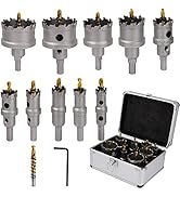 Chaoos 10PCS Hole Saw Kit for Metal, Carbide Hole Saw Kit ( 5/8" to 2-1/9" ), Hole Cutter Heavy D...