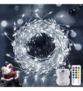 KNONEW Christmas Lights Battery Operated Bedroom Outdoor,30FT 300LED Waterproof Mini Starry Strin...