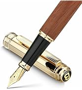 BEILUNER 316 Fountain Pen,Stunning Luxury Rosewood,24K Gilded Nib(Fine),Gorgeous 24K Gold Finish,...