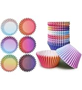 qiqee Jumbo Cupcake Liners 300PCS Gradient Cupcake Cups 6 Designs Cupcake Papers Baking Cups Cupc...