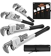 HORUSDY 4 Pack Grey Adjustable 8" 10" 12" 14" Heavy Duty Pipe Wrench Set