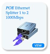 Yinker Gigabit POE Splitter 1 to 2, 1000Mbps High Speed 2 Port Ethernet Splitter, Dual Network Sp...