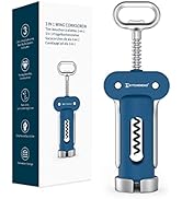 KITCHENDAO 3 in 1 Wing Corkscrew Wine Bottle Opener with Foil Cutter, Built-in Beer Bottle Opener...