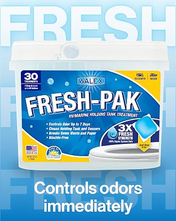 fresh pak controls odors for black tank in rv camper boat