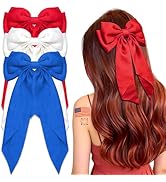 STGDAK Red White Blue Hair Bow 4th Of July Bow for Women Girls Patriotic Bowknot Clip Forth of Ju...