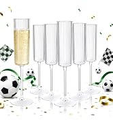 Joyido 36 Pack Clear Plastic Champagne Flutes - 6oz Ribbed Disposable Champagne Glasses - Clear V...