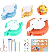 FTEVEN 27Pcs Pom Pom Maker, 4 Size Pompom Maker Kit for Fluff Ball Weave, Crochet Knitting with S...