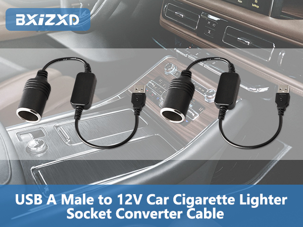 USB A Male to 12V Car Cigarette Lighter Socket