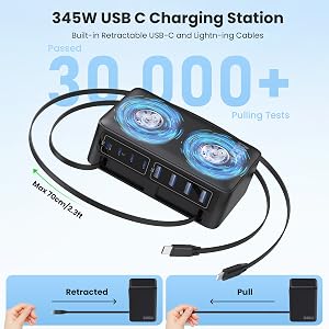 USB C Charger USB C Charger Block, 10-Ports GaN IV Fast Charging Station Hub,PD Laptop Charger