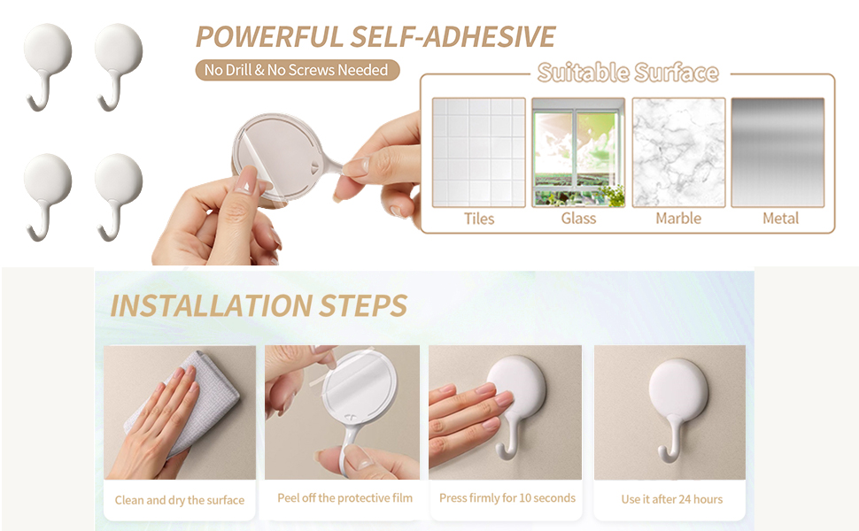 White Sticky Hooks Self-adhesive hooks