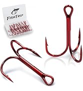 FishTrip Fishing Treble Hooks Red, 25pcs Triple Hooks High Carbon Steel Brabed Sharp,Replacement ...
