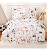 JSD Car Toddler Bedding Set, 4 Piece Bed-in-a-Bag Toddler Microfiber Comforter Sheet Set, All Sea...