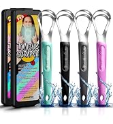 Cbiumpro 4-Pack Tongue Scraper for Kids & Adults, Stainless Steel Tongue Cleaner with Travel Case...