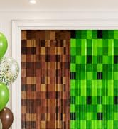 Pixel Miner Theme Foil Fringe Curtains Video Game