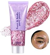 Go Ho Pink Face Body Glitter,Singer Concerts Pink Face Paint Glitter Makeup,Holographic Chunky Se...
