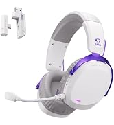 Akko GH300 Wireless Gaming Headphone, Quad-Mode Connectivity White Headset with 50mm Drivers, Vir...