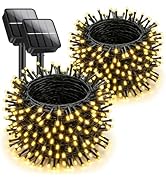 Brightever 2-Pack Solar String Lights Outdoor Waterproof, 92FT 240 LED Solar Christmas Lights wit...