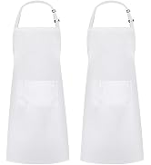 Syntus 2 Pack Adjustable Bib Apron Waterdrop Resistant with 2 Pockets Cooking Kitchen Aprons for ...