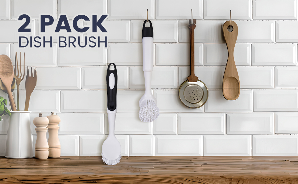 The dish brushes on the kitchen counter