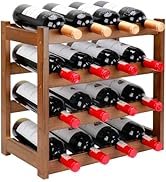 Thalomely Bamboo Wine Rack, 4-Tier 16 Bottles Wine Storage Cabinet Shelf, Easy-Assembly Freestand...