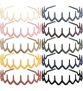 TODDER 10 Pcs Teeth Comb Headbands for Women Non-slip Zig Zag Headbands Colorful Plastic Hairband...