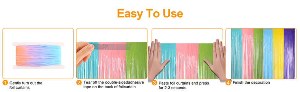 Pastel Tinsel Foil Fringe Curtains