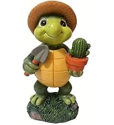 ASAMASA Solar Succulent Turtle Garden Statue with LED Lights, Cute Turtle Figurines Resin Outdoor...