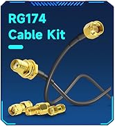 SMA Male to SMA Female Bulkhead RG174 Cable + 3pcs RF Coax SMA Adapter Kit