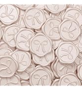 UNIQOOO 3D Bow Wax Seal Stickers - 50 Pcs Elegant Self-Adhesive Champagne Seals, for Wedding Invi...