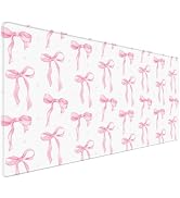 Pink Bow Desk Mat 35.4x15.7 Inch, Large Extended Mouse Pad with Coquette Bow Pattern, Non-Slip Wa...