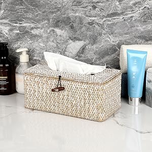 Woven Rectangular Tissue Box for Vanity